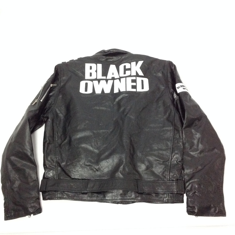 Black Owned Men's Designer Motorcycle Jacket Sz L - Picture 6 of 8